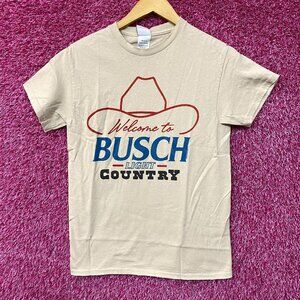 Welcome to Busch Light Country Cowboy Hat Beige T-Shirt XS